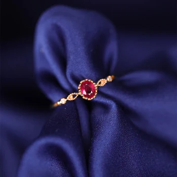 Nový, originálny dizajn oválne tvárou ruby otvorenie nastaviteľný krúžok vinutia tvorivé svetlo luxus, šarm ženy strieborné šperky
