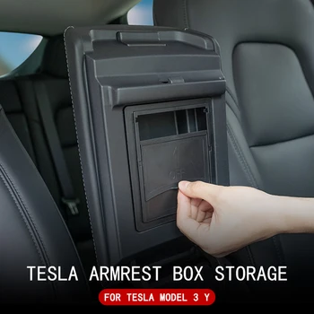 Pre Tesla Model 3 Model Y 2017 - 2021 Auto Stredovej Konzoly Organizátor Opierkou Skrytý Úložný Box Auto Accessorie Opierke, Držiak Na Okno