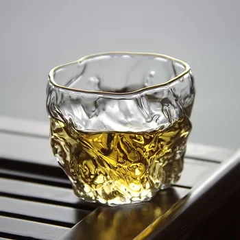 1 Kus 100 ml Klasické Sklo Vody Pitnej Šálku Čaju Čierny Čaj Zelený Čaj Pohár Matice Vzor Sklenený Pohár s Zlata Rim